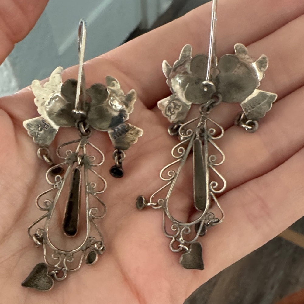Silver Bird Dangle Earrings - Picture 2 of 5